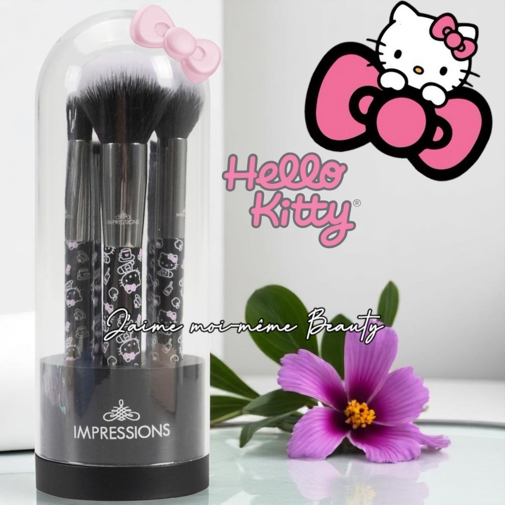 HELLO KITTY Domed Complete Makeup Brush Set- Pink & BLACK